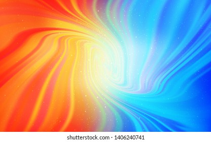 Light Blue, Red vector background with astronomical stars. Blurred decorative design in simple style with galaxy stars. Best design for your ad, poster, banner.