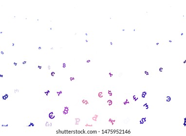 Light Blue, Red vector background with financial symbols. Abstract illustration with colored financial digital symbols. Pattern for trader ads, booklets, leaflets.