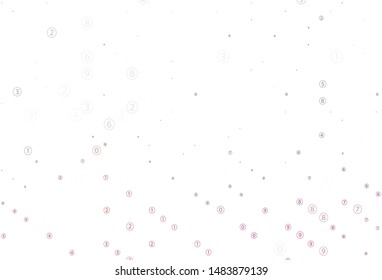 Light Blue, Red vector background with math characters. Colored mathematic signs with gradient on white background. Template for landing page of typography.