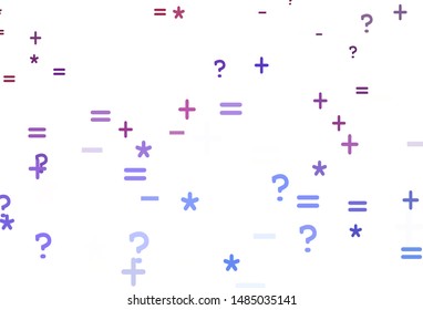 Light Blue, Red vector background with arithmetic signs. Blurred design in simple style with collection of numerals. Pattern for posters, banners of math books.