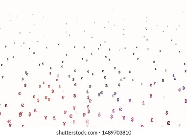 Light Blue, Red vector background with signs of currency. Modern abstract illustration with symbols of digital money. Pattern for financial, investment websites.