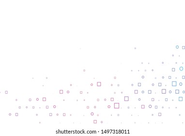 Light Blue, Red vector background with circles, rectangles. Colorful illustration with circles, squares in nature style. Completely new template for your brand book.