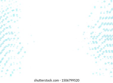 Light Blue, Red vector background with hearts. Decorative shining illustration with hearts on abstract template. Template for Valentine's greeting postcards.