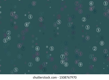 Light Blue, Red vector background with signs of numerals. Modern geometrical illustration with numerals. Pattern for posters, banners of math books.
