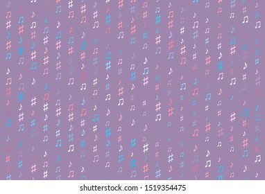 Light Blue, Red vector background with music symbols. Isolated colorful music keys on abstract background. Pattern for school ad, booklets.