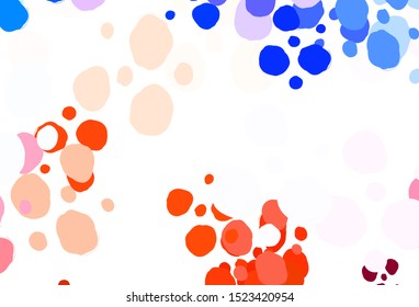 Light Blue, Red vector background with spots. Beautiful colored illustration with blurred circles in nature style. New template for your brand book.
