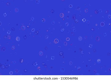 Light Blue, Red vector background with tasty food. Illustration with set of fresh food in doodle style. Pattern for ads of breakfast, lunch, dinner.