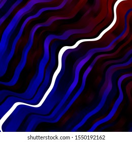 Light Blue, Red vector background with bent lines. Colorful illustration in circular style with lines. Design for your business promotion.