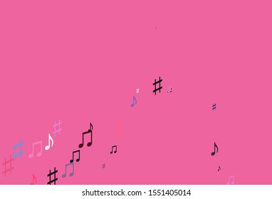 Light Blue, Red vector background with music symbols. Modern abstract illustration with melody keys. Pattern for festival leaflets.