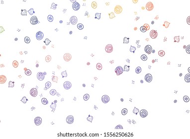 Light Blue, Red vector background with tasty food. Beautiful colorful illustration with food in doodle style. Doodle design for your business advert of cafes.