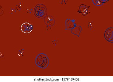 Light Blue, Red vector background with tasty food. Illustration with set of fresh food in doodle style. Pattern for menu of cafes, bars, restaurants.