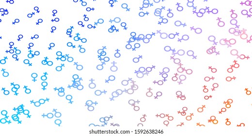 Light Blue, Red vector background with woman symbols. Abstract illustration with a depiction of women's power. Sample for your web designers.