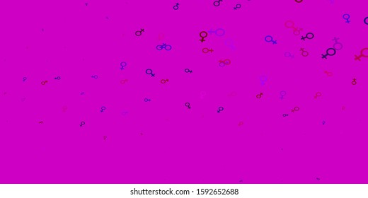 Light Blue, Red vector background with woman symbols. Illustration with signs of women's strength and power. New design for applications.