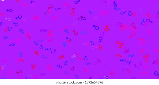 Light Blue, Red vector background with woman symbols. Abstract illustration with a depiction of women's power. Smart design for your apps.