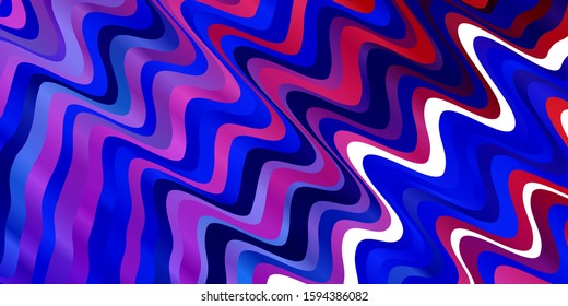 Light Blue, Red vector background with curved lines. Bright illustration with gradient circular arcs. Pattern for websites, landing pages.
