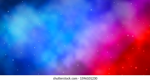 Light Blue, Red vector background with small and big stars. Shining colorful illustration with small and big stars. Pattern for websites, landing pages.