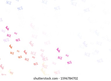Light Blue, Red vector background with 30, 50, 90 % signs of sales. Gradient illustration with discount signs on white backdrop. Backdrop for mega promotions, discounts.