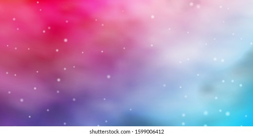 Light Blue, Red vector background with small and big stars. Blur decorative design in simple style with stars. Design for your business promotion.