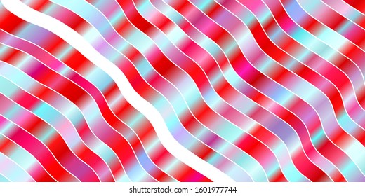 Light Blue, Red vector background with bent lines. Bright illustration with gradient circular arcs. Pattern for commercials, ads.