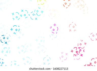 Light Blue, Red vector background with math elements. Blurred design in simple style with collection of numerals. Pattern for ad, booklets, leaflets of education.