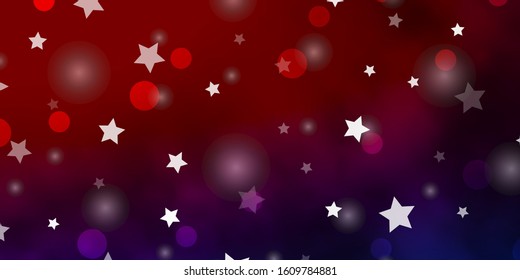 Light Blue, Red vector background with circles, stars. Illustration with set of colorful abstract spheres, stars. Design for wallpaper, fabric makers.
