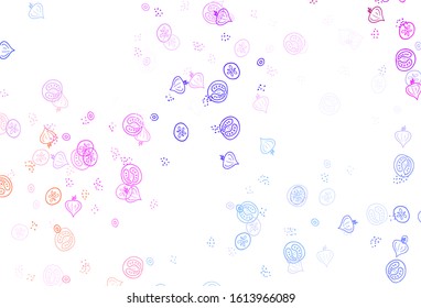 Light Blue, Red vector background with tasty food. Glitter abstract sketch with gourmet food. Pattern for ads of breakfast, lunch, dinner.