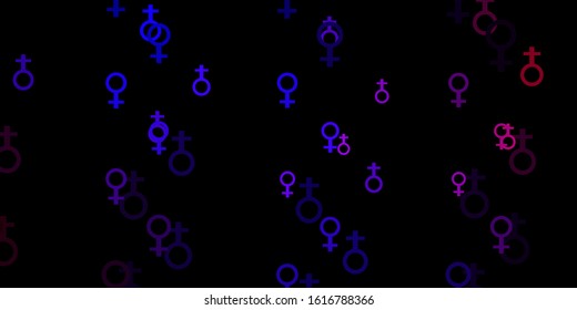 Light Blue, Red vector background with woman symbols. Colorful feminism symbols with a gradient in modern style. Design for International Women’s Day.