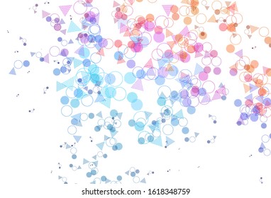 Light Blue, Red vector background with polygonal style with circles. Decorative design in abstract style with lines, dots. Modern template for landing page.
