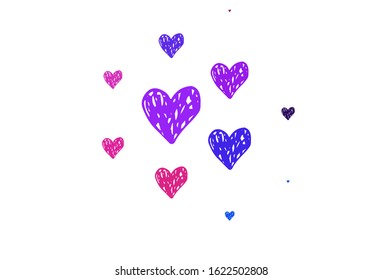 Light Blue, Red vector background with Shining hearts. Beautiful celebration style hearts on abstract illustration. Design for celebrating of Valentine Day.