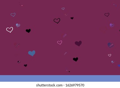 Light Blue, Red vector background with Shining hearts. Decorative design with hearts in simple style . Design for celebrating of Valentine Day.