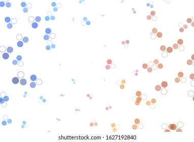 Light Blue, Red vector background with spots. Beautiful colored illustration with blurred circles in nature style. Pattern for futuristic ad, booklets.