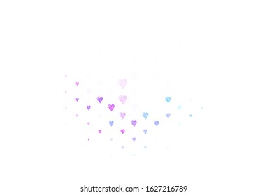Light Blue, Red vector background with Shining hearts. Illustration with shapes of gradient hearts on blur backdrop. Pattern for carnival, festival romantic leaflets.