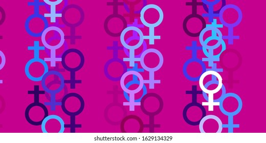 Light Blue, Red vector background with woman symbols. Colorful illustration with gradient feminism shapes. Background for International Women’s Day.