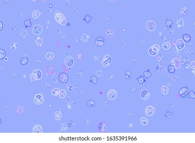 Light Blue, Red vector background with cuisine gourmet. Glitter abstract sketch with gourmet food. Pattern for ads of breakfast, lunch, dinner.