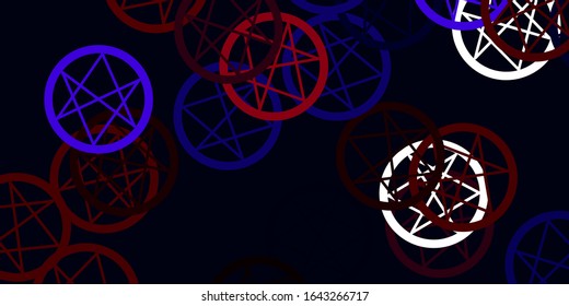 Light Blue, Red vector background with occult symbols. Illustration with magical signs of spiritual power. Simple base for your occult design.