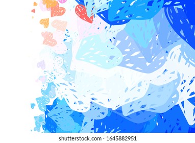 Light Blue, Red vector background with Shining hearts. Decorative design with hearts in simple style . Design for celebrating of Valentine Day.
