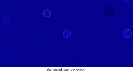 Light Blue, Red vector background with occult symbols. Retro design in abstract style with witchcraft forms. Simple base for your occult design.