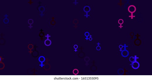 Light Blue, Red vector background with woman symbols. Colorful feminism symbols with a gradient in modern style. Design for International Women’s Day.