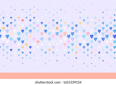 Light Blue, Red vector background with hearts. Decorative design with hearts in simple style . Template for Valentine's greeting postcards.