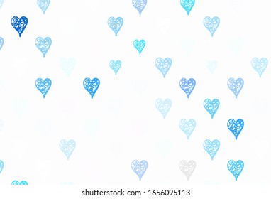 Light Blue, Red vector background with hearts. Beautiful celebration style hearts on abstract illustration. Pattern for carnival, festival romantic leaflets.