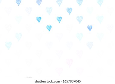 Light Blue, Red vector background with hearts. Beautiful celebration style hearts on abstract illustration. Pattern for carnival, festival romantic leaflets.