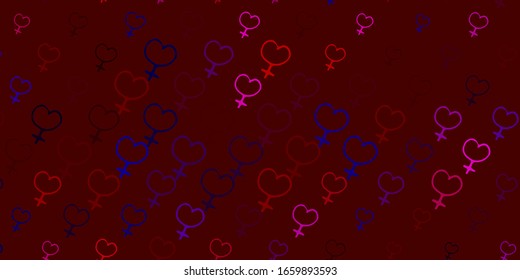 Light Blue, Red vector background with woman symbols. Colorful illustration with gradient feminism shapes. Simple design for your web site.