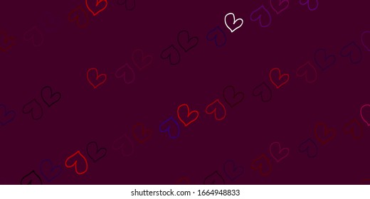 Light Blue, Red vector background with Shining hearts. Beautiful colored illustration with hearts in celebration style. Template for Valentine's greeting postcards.