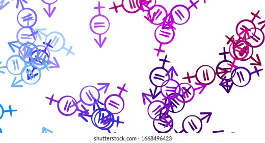 Light Blue, Red vector background with woman symbols. Simple design in abstract style with women’s rights activism. Design for International Women’s Day.