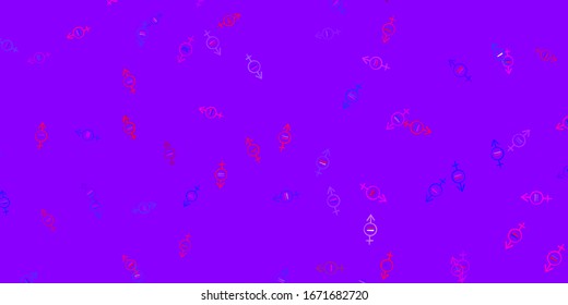Light Blue, Red vector background with woman symbols. Simple design in abstract style with women’s rights activism. Background for International Women’s Day.