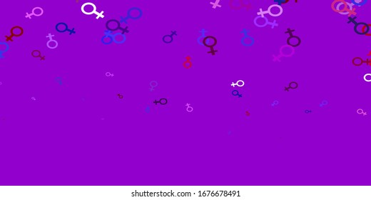 Light Blue, Red vector background with woman symbols. Simple design in abstract style with women’s rights activism. Sample for your web designers.