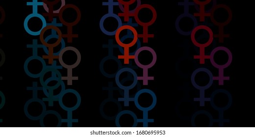 Light Blue, Red vector background with woman symbols. Illustration with signs of women's strength and power. Background for International Women’s Day.