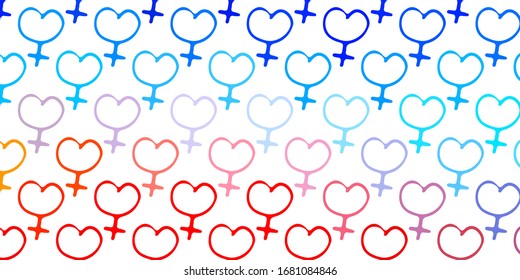 Light Blue, Red vector background with woman symbols. Simple design in abstract style with women’s rights activism. Simple design for your web site.