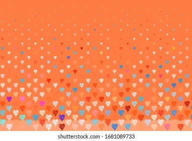 Light Blue, Red vector background with Shining hearts. Beautiful abstract hearts on colorful gradient background. Pattern for valentine's ad, booklets.