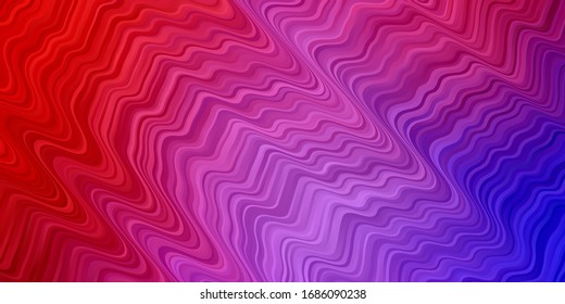 Light Blue, Red vector background with curved lines. Abstract illustration with gradient bows. Pattern for commercials, ads.